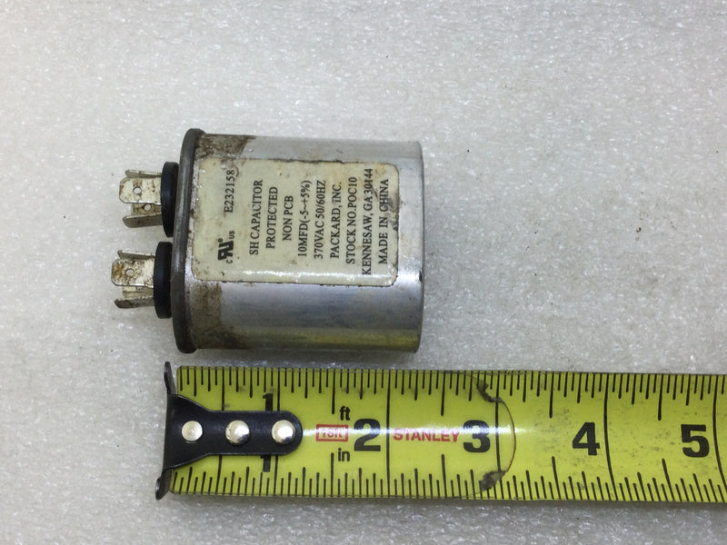 Packard SH Capacitor E232158 10MFD -5 +5% 370Vac 50/60Hz
