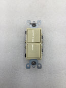 Leviton 5643-I 15 Amp 3-Way 120/277V Decora Combination Double Switch - Ivory