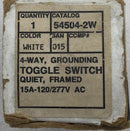 Leviton 54504-2W 15 Amp 4-Way 120/277V Toggle Wall Light Switch - White