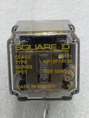 Square D 8501KP12P14V20 Plug-In Relay - 8 pin plug-in - 2 poles - 120VAC coil - pilot light