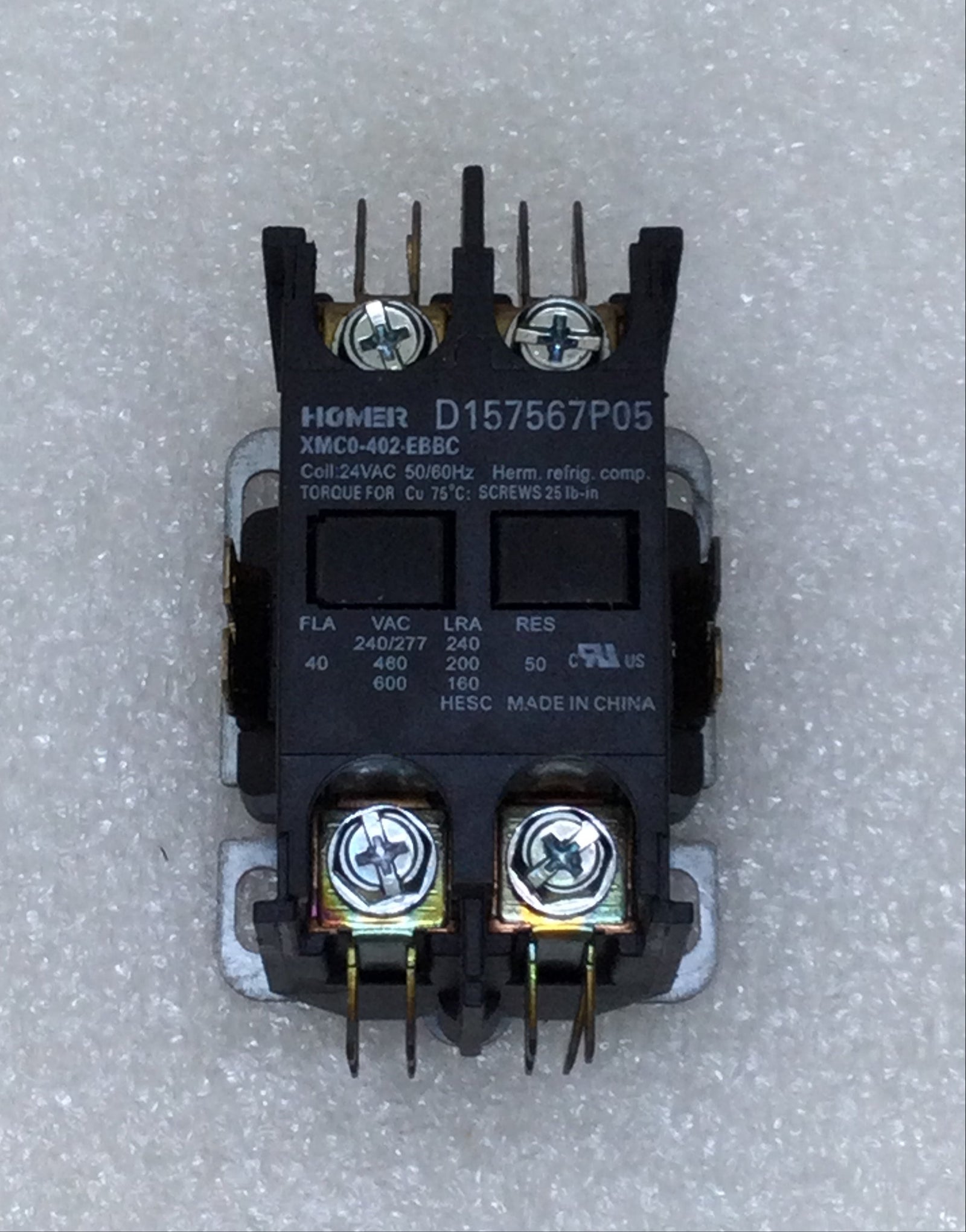 Homer D157567P05 40 Amp 2 Pole 240-600 VAC HVAC Contactor with 24 VAC