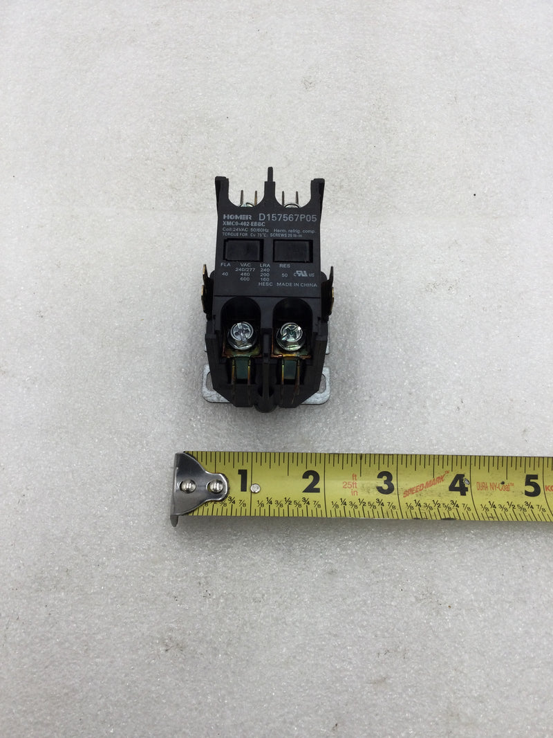 Homer D157567P05 40 Amp 2 Pole 240-600 VAC HVAC Contactor with 24 VAC Coil