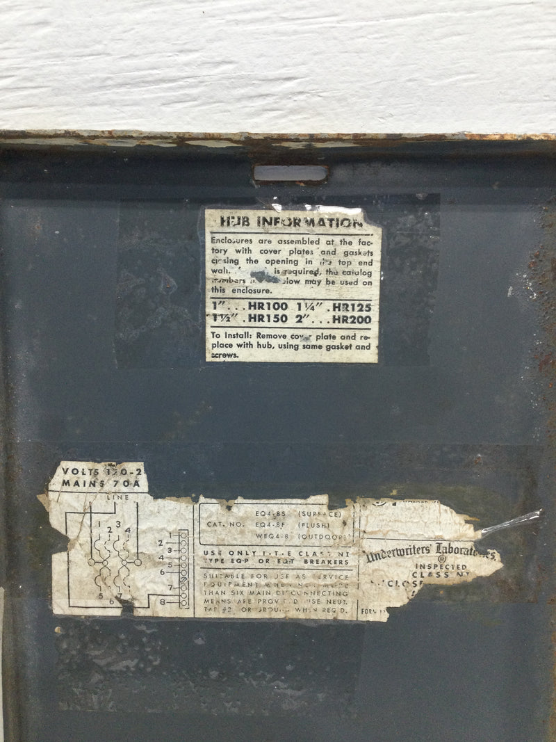 ITE WEQ4-8 70 Amp 8 Space Nema 3R 120/240V Cover/Panel Only 10 1/4" x 6 3/4"