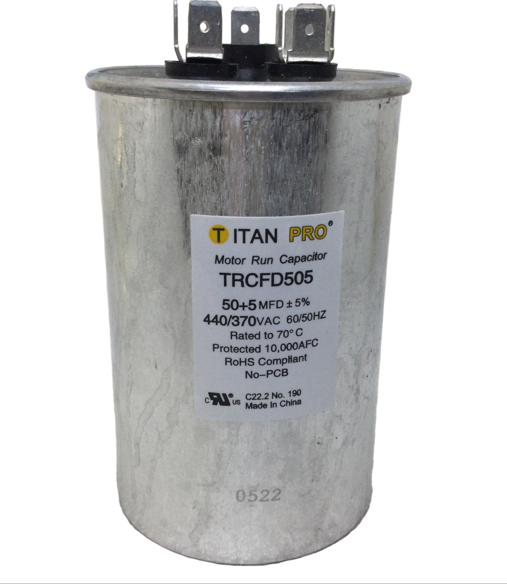 Titan Pro TRCFD505 50+5 MFD+/-5% 50/60Hz 370/440V Motor Run Dual Capac