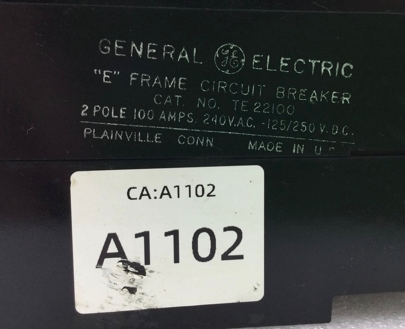 GE/General Electric TE22100 100 Amp 2 Pole 240V Circuit Breaker -Flawed