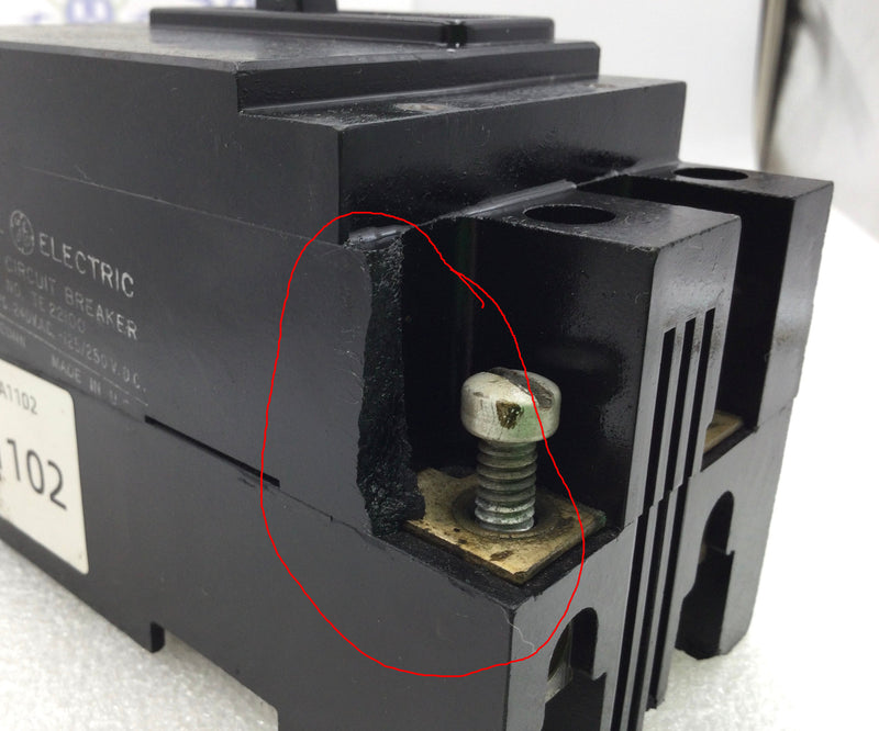 GE/General Electric TE22100 100 Amp 2 Pole 240V Circuit Breaker -Flawed