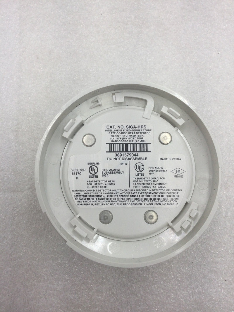 Edwards Systems Technology SIGA-HRS Intelligent 135 Degree Fixed Temperature  Rate-Of-Rise Heat Detector