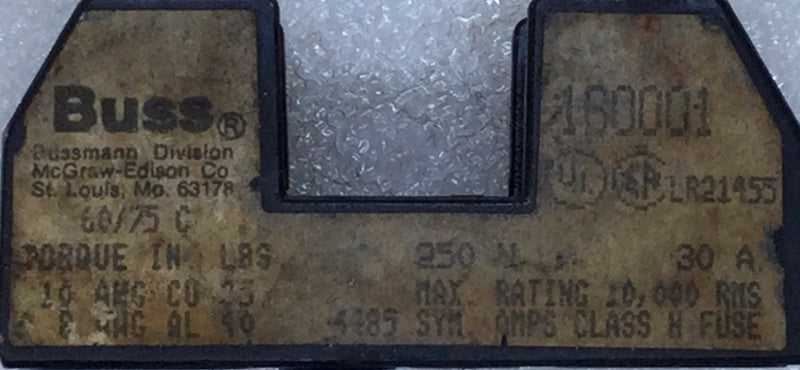 Bussmann 1B0001 30 Amp 1 Pole 250V Fuse Holder