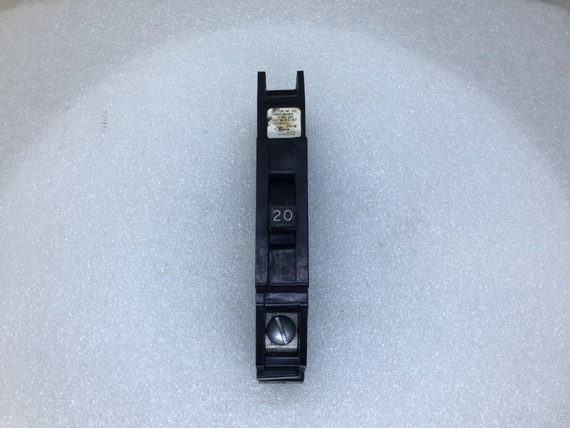 Zinsco/GTE Sylvania QB20 20 Amp 1 Pole 120/240V Circuit Breaker - Cosmetic Flaw