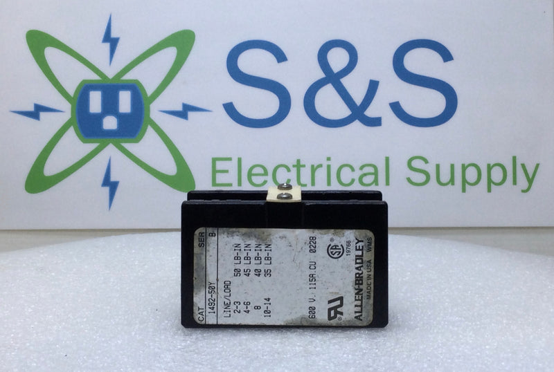 Allen-Bradley 1492-50Y 115 Amp 1 Pole 600V Line/Load Power Terminal Block