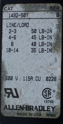 Allen-Bradley 1492-50Y 115 Amp 1 Pole 600V Line/Load Power Terminal Block