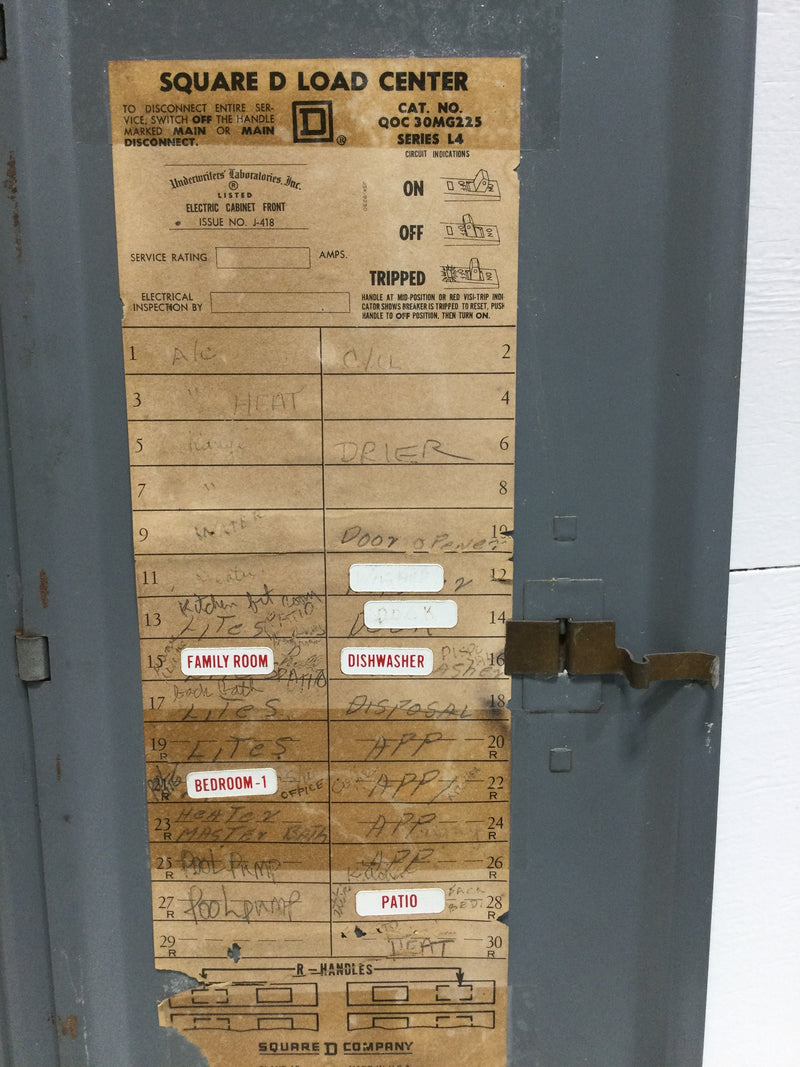 Square D QOC30MG225 Series L4 30 Space 30 3/4" x 12 1/4" Load Center Cover w/Main