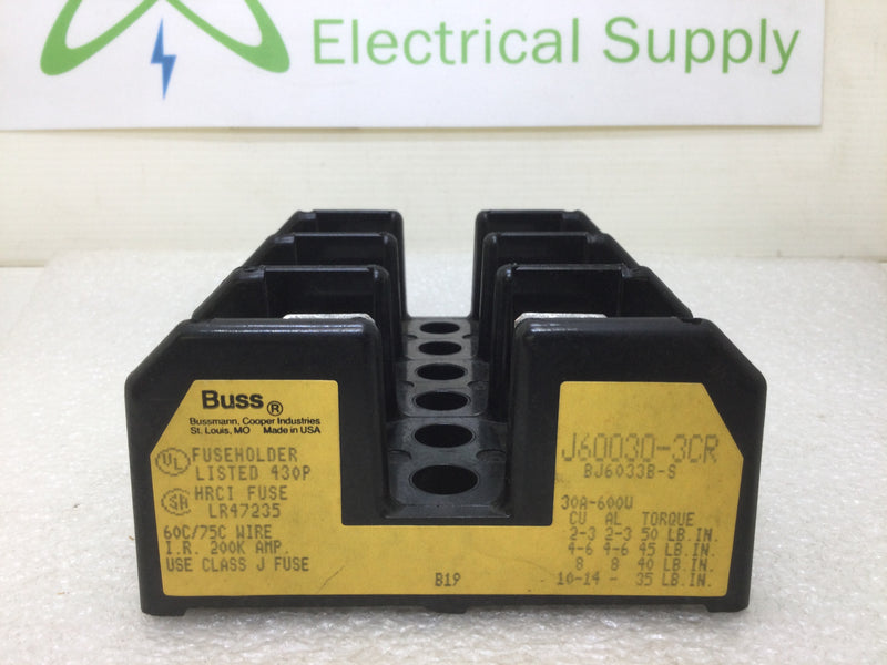 Bussman Cooper J60030-3CR 30 Amp 600V Fuseholder