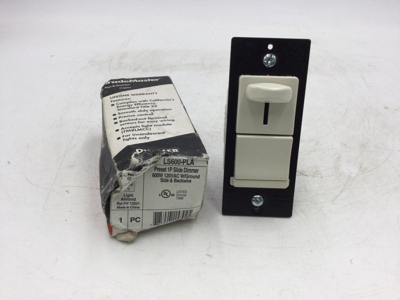 Pass & Seymour Legrand LS600-PLA Incandescent Slide Switch for Dimmable LED 125V 600A