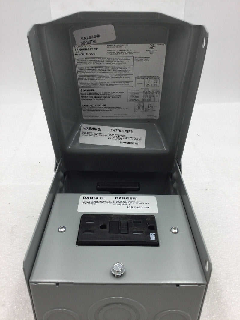 General Electric TFN60RGFRCP Enclosure 60 Amp AC Disconnect with GFCI Receptacle
