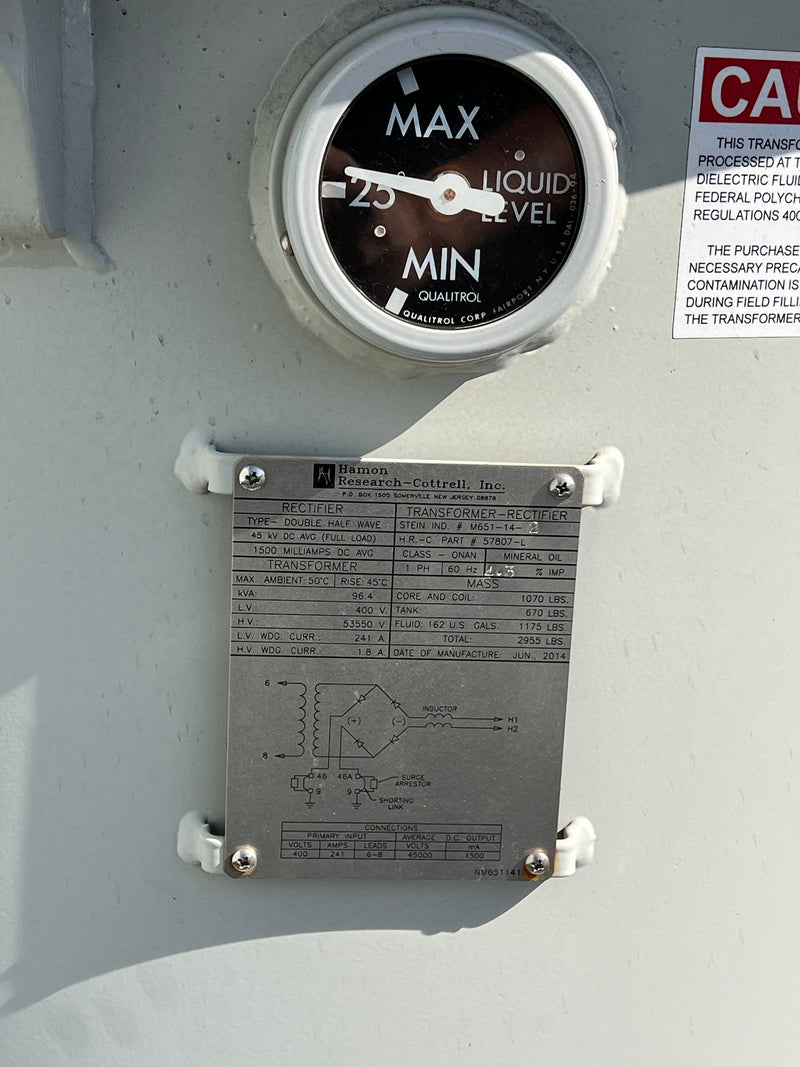 Hamon Research-Cottrell Transformer Rectifier 96.4 KVA STEIN IND # M651-14-2 H.R.-C. Part # 57807-L
