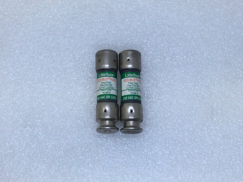 Littelfuse Slo-Blo FLNR-3 3 Amp 250V Dual Element Class RK5 Fuse - Lot of 2