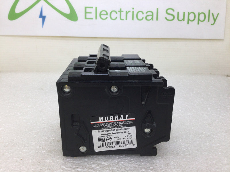 Murray/Crouse Hinds MP315 3 Pole 15 Amp 240v Type MP-T Circuit Breaker