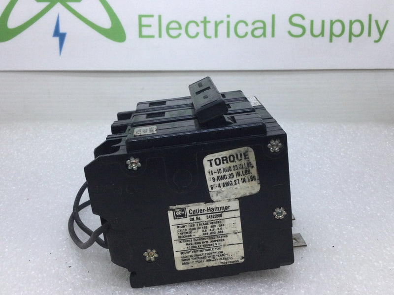 Eaton BAB2050S 50 Amp 2 Pole w/Shunt Trip Circuit Breaker - Cosmetic Flaw
