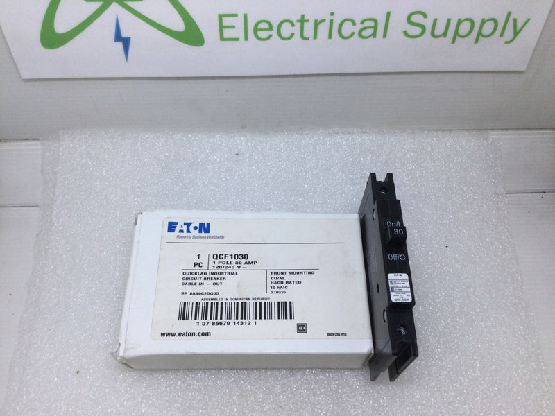 Eaton/Cutler-Hammer QCF1030 Single Pole 30A 120/240VAC 10kAIC Type QCF Thermal Magnetic Circuit Breaker