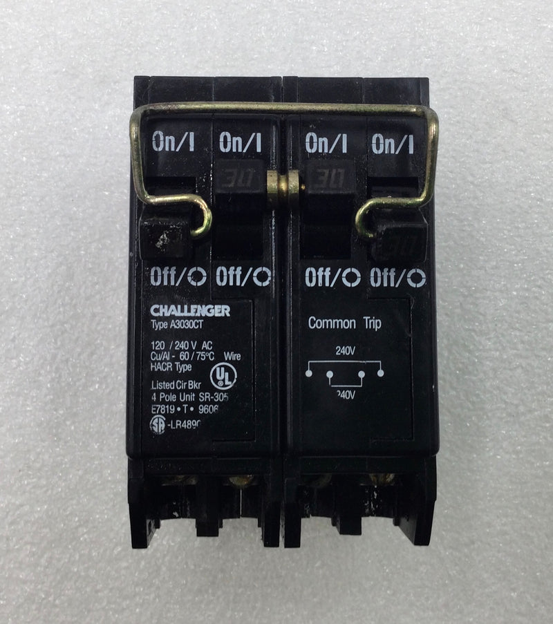 Challenger A3030CT 30/30 Amp 4 Pole 240V Circuit Breaker