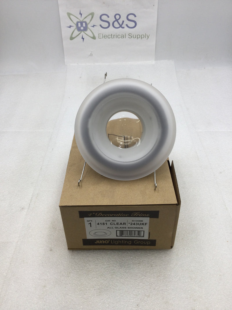 Juno Lighting 4181 Clear All Glass Shower Recessed Light Trim CI Code 243UKF