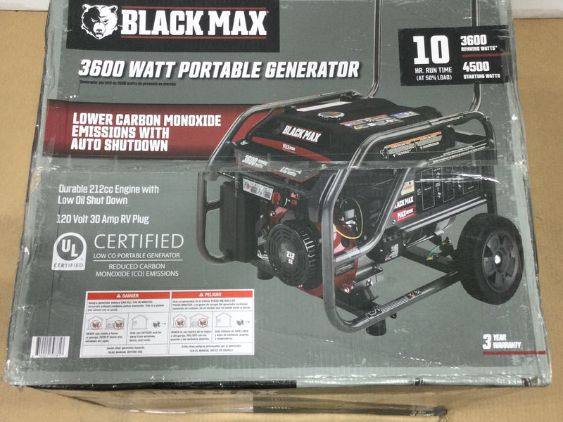 BlackMax 3600 Watt Portable Generator Bundle Kit with 30A Generator Inlet box, 30A Extension Cord and Panel Interlock