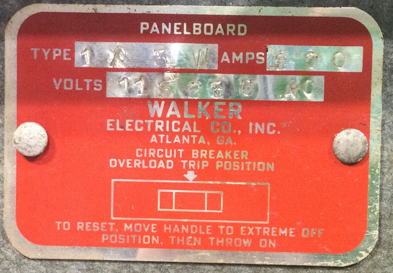Walker 10-3W 600 Amp 115/230V Panel Board
