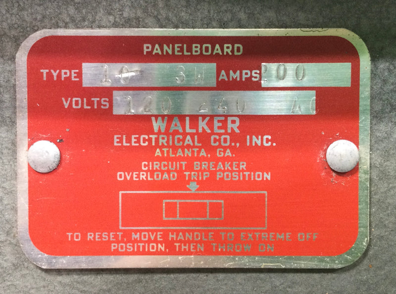 Walker 10-3W 200 Amp 120-240V Panelboard