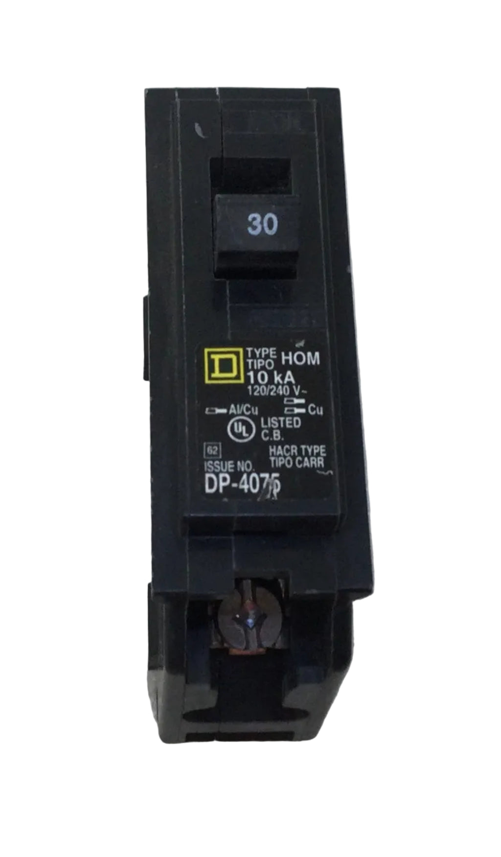Hom130 Square D HOM130 30 Amp 1 Pole 120/240V Circuit Breaker - Yellow Sticke