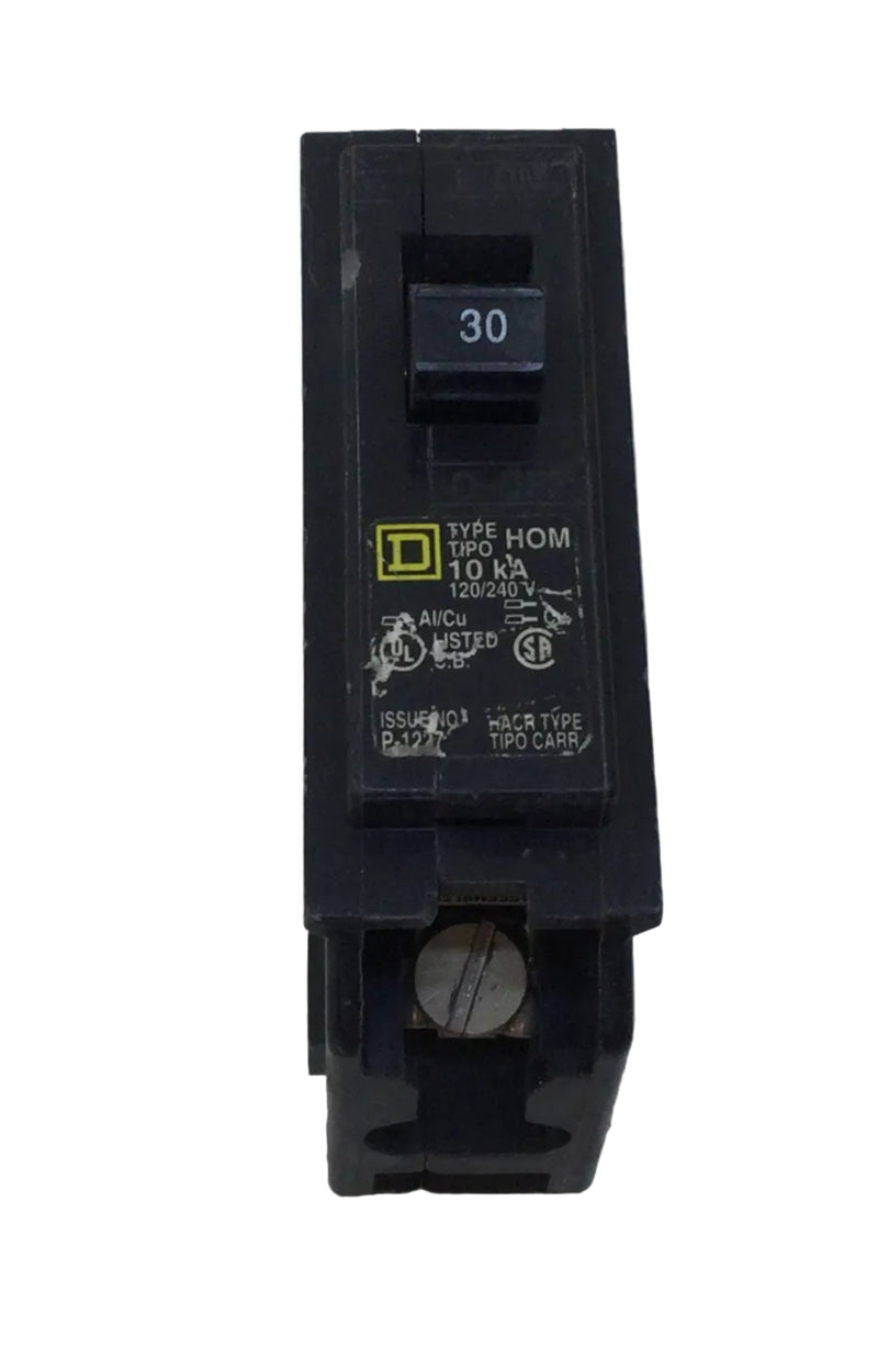 Square D HOM130 30 Amp 1 Pole 120/240V Circuit Breaker - Yellow Sticke