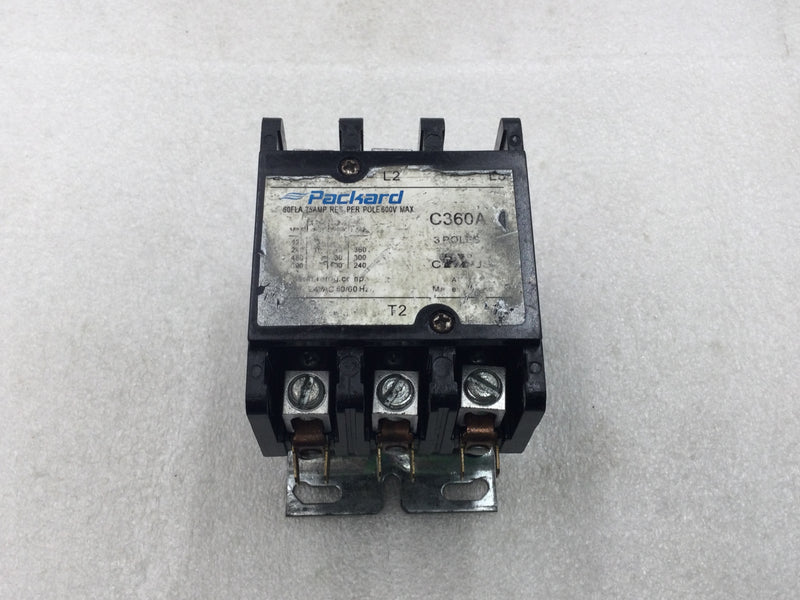 Packard C360A 60 Amp 3 Pole 600V Contactor Coil w/24 VAC Coil