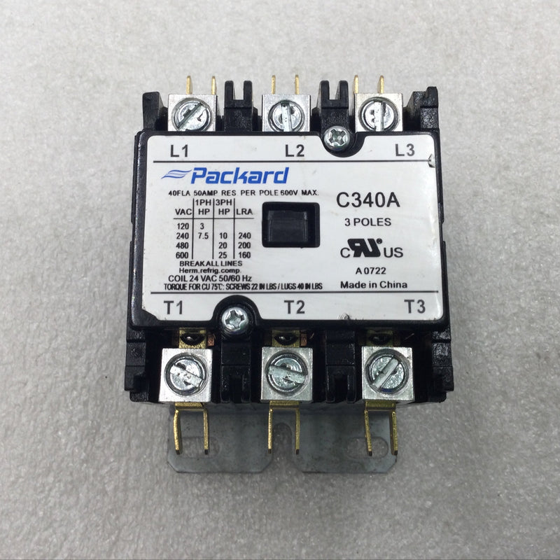 Packard C340A 40 Amp 3 Pole 600V Contactor Coil - Cosmetic Flaw