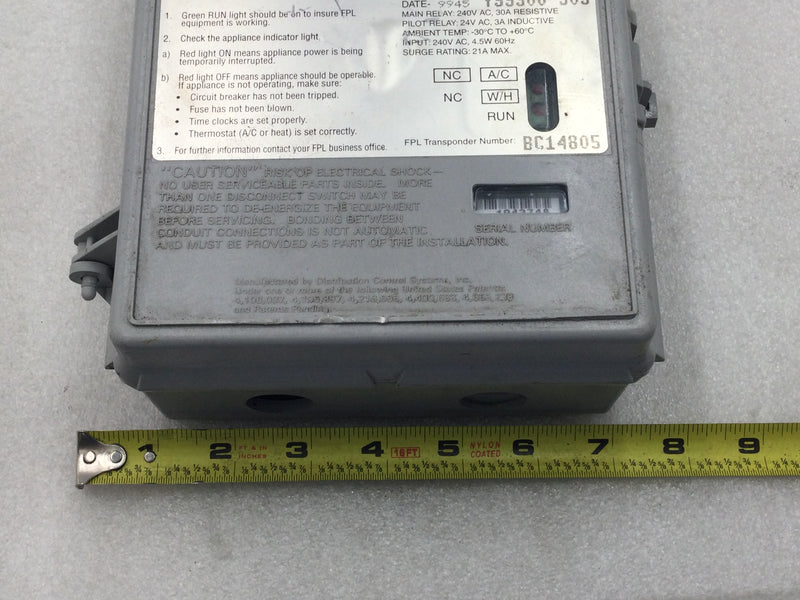 DCSI Y99300-303 30 Amp 240V FPL Type 33 Load Center Control Transponder