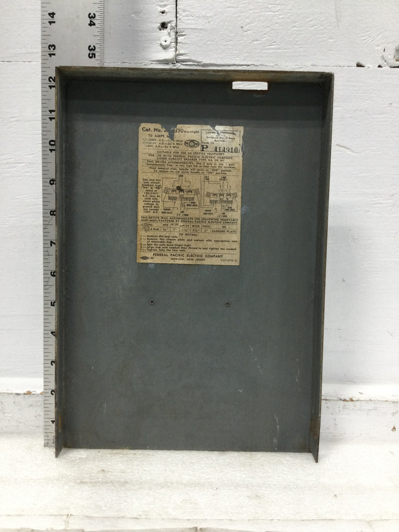 FPE 70 Amp Panel Door Cover Only 12 1/2" x 8 1/2"