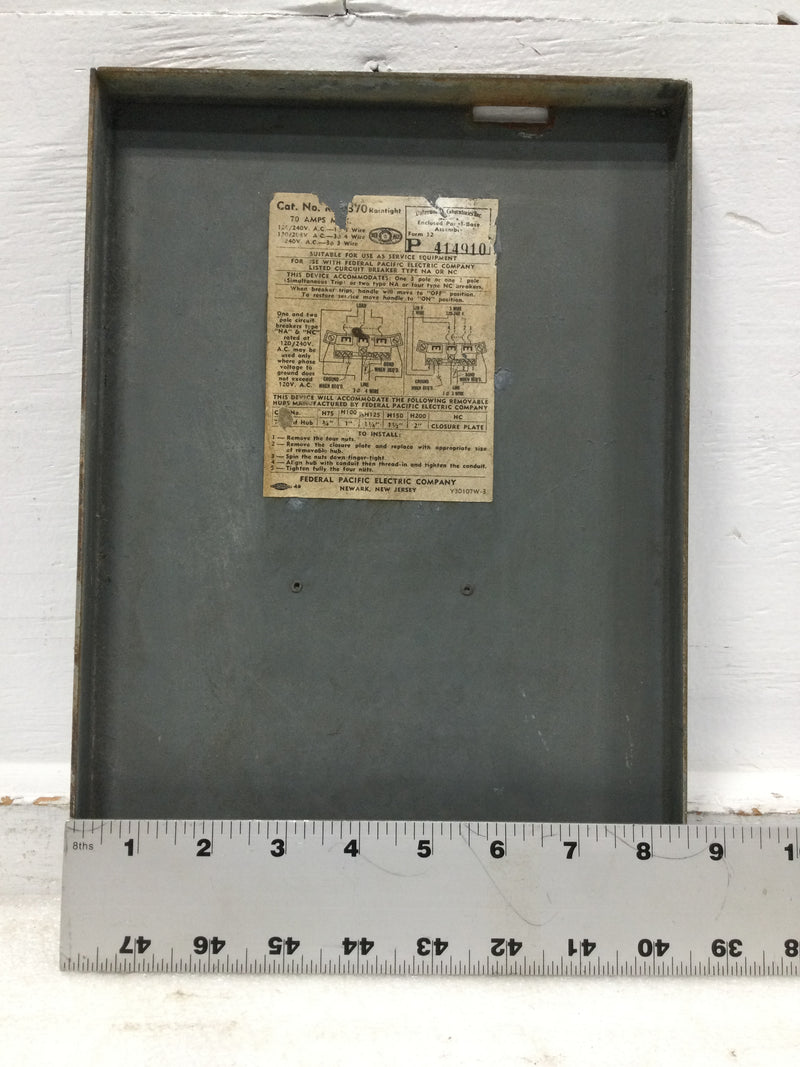 FPE 70 Amp Panel Door Cover Only 12 1/2" x 8 1/2"