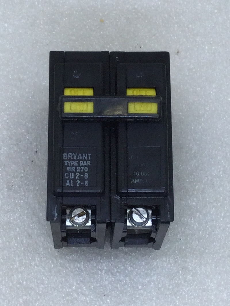 Bryant BR270 70 Amp 2 Pole 120/240V Type BR Circuit Breaker
