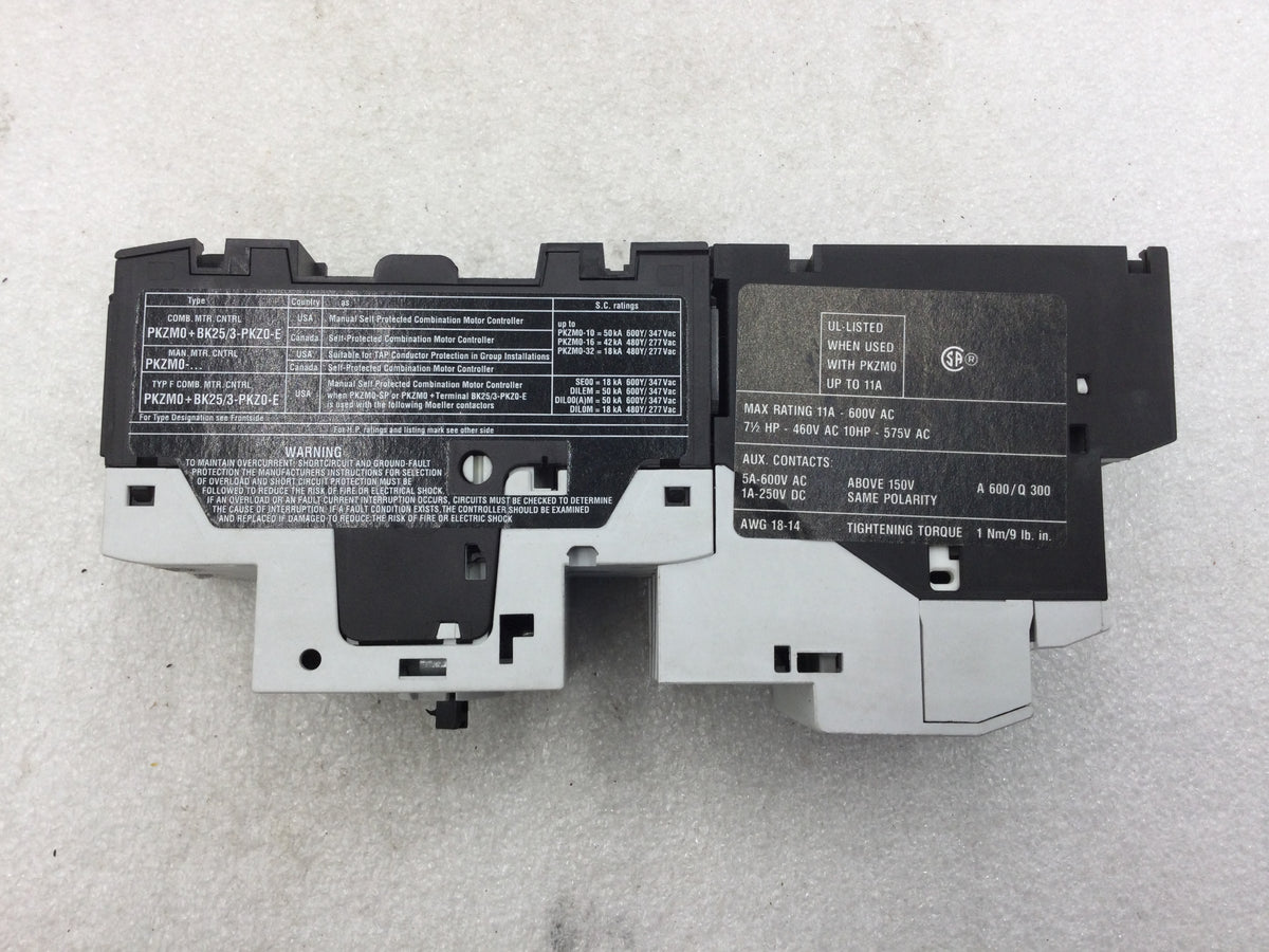 Eaton PKZM0 10 C Motorschutzschalter Bereich 6,3 10A + Eaton NHI E 11 PKZ0