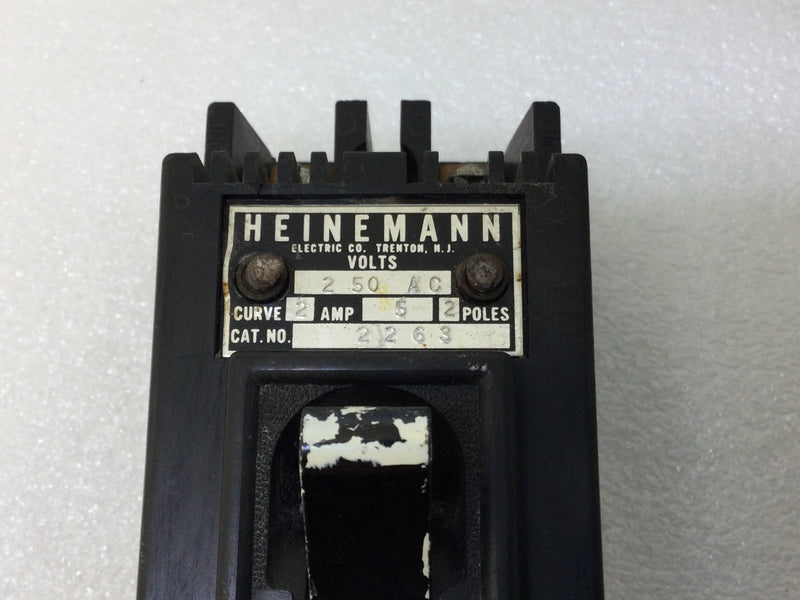Heinemann 2263 2 Amp 2 Pole 250V Circuit Breaker - Cosmetic Flaw