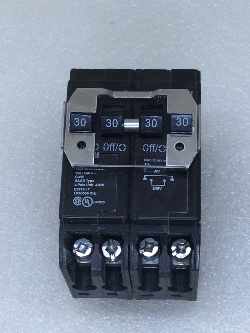 Eaton BR430 DNPL230230 Quad 2 Pole 30 Amp 240V Circuit Breaker - Cosmetic Flaw