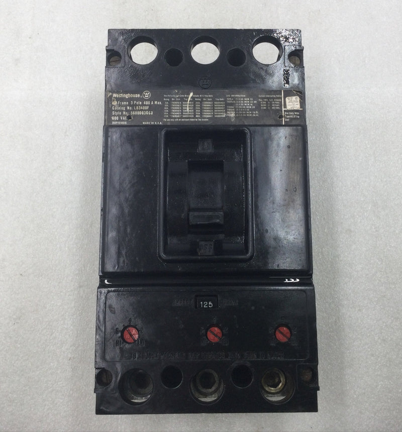 Westinghouse LB3400F 400 Amp 3 Pole 600V Circuit Breaker w/125 Amp Trip