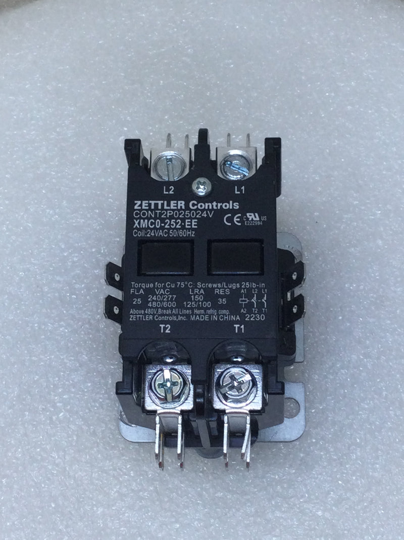 Zettler XMC0-252-EE 25 Amp 2 Pole 240-600 VAC Contactor with 24 VAC Coil