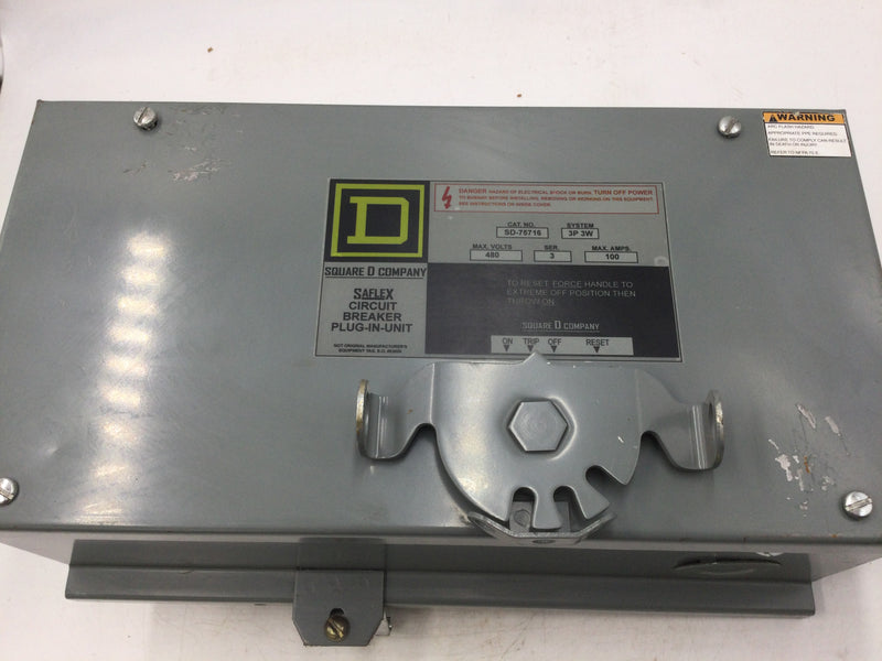 Square D Saflex SD-75716 3P 3W 100 Amp Max Series 3 480V Circuit Breaker Plug in Unit