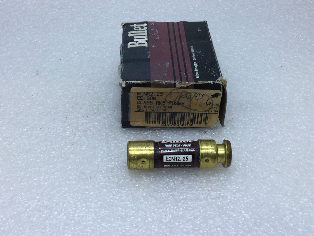 (Box of 10) ECNR25 Edison Time Delay Fuse 25 Amp 250V RK5 Dual Element - 5