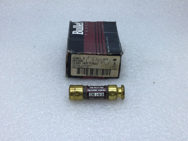 Edison/Bullet ECNR1 .8 1 8/10 Amp 250V or Less Dual Element Time Delay Class RK5
