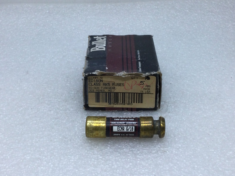 Edison/Bullet ECNR .6 6/10 Amp 250V or Less Dual Element Time Delay Class RK5