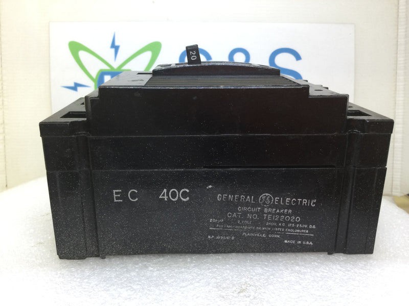 GE General Electric TE122020 20 Amp 2 Pole 240V Circuit Breaker
