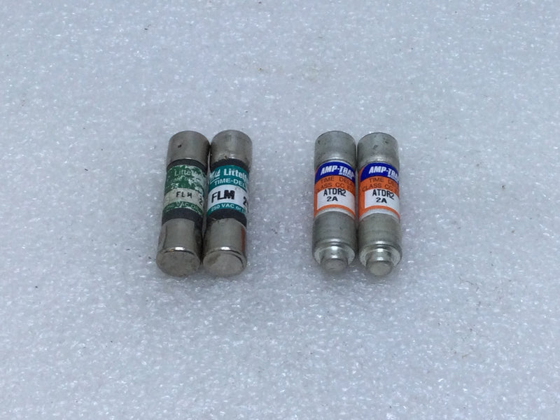 (Lot of 4) Ferraz/Shawmut Amp Trap ATDR2/Littlefuse FLM 2 2 Amp 600V Current Limiting Time Delay Fuse Class CC