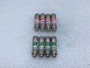 (Lot of 8) Littlefuse KLDR 5, Cooper Bussmann CC-Tron FNQ-R-5 5 Amp 600V or Less Current Limiting Time delay Fuse Class CC