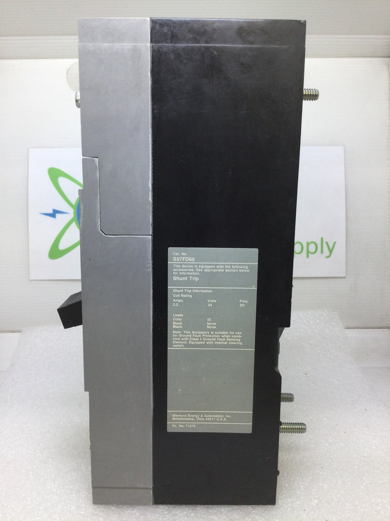 Siemens Sentron Series FXD63S250A 250 Amp 3 Pole ITE Molded Case Switch w/Shunt on Left Side